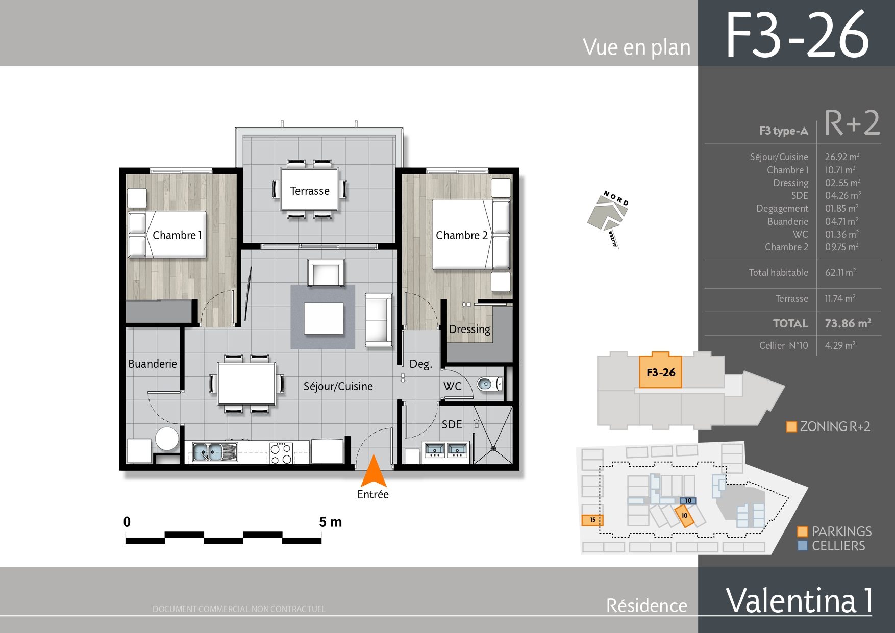 Appartement F3 – 62 m²
